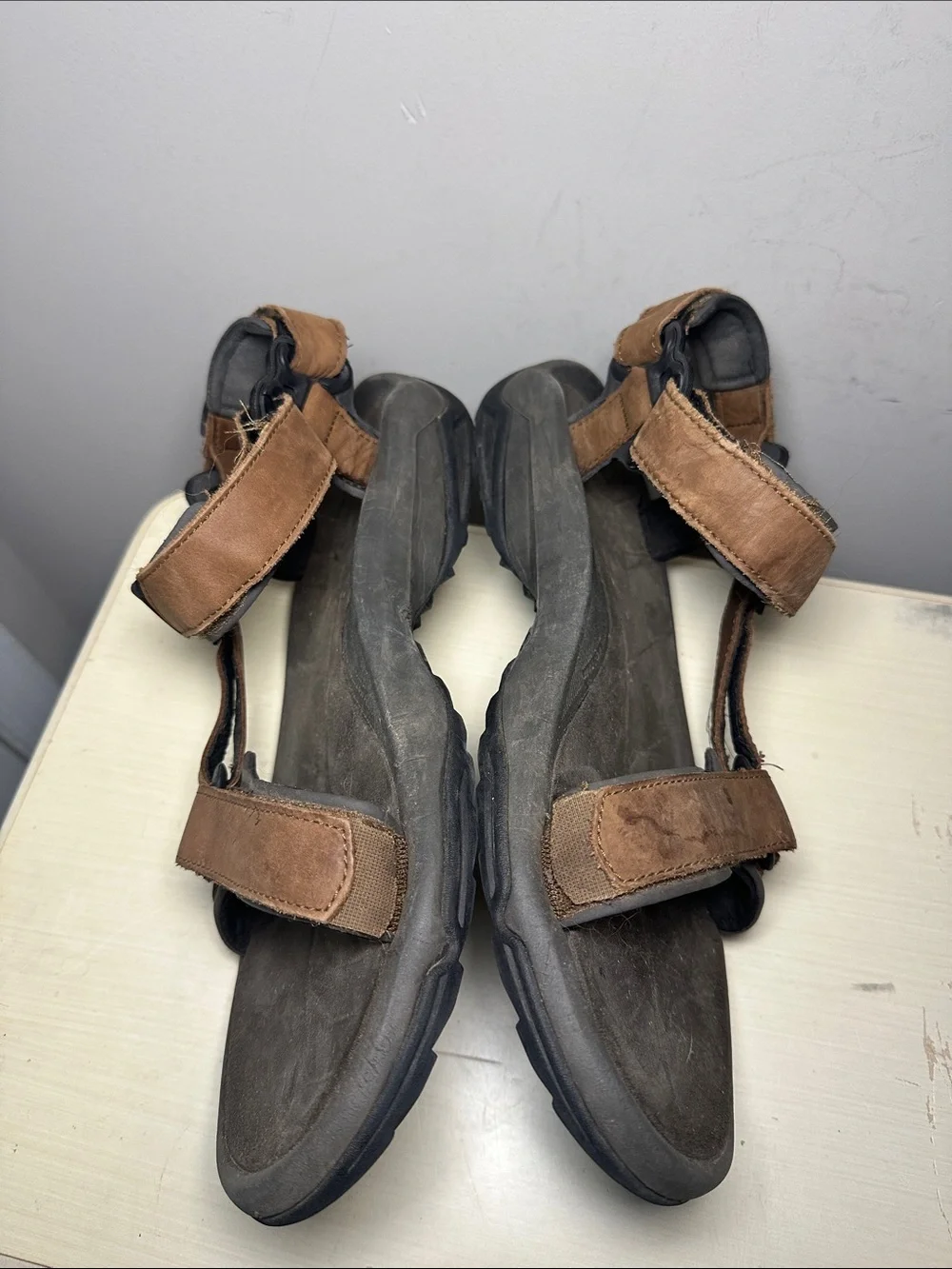 Teva Brown and Black Leather Strap Hiking Sandals